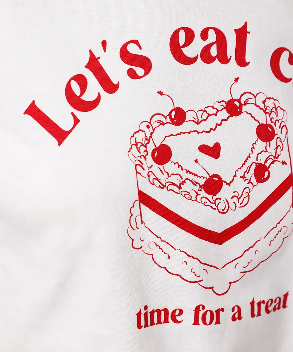 camiseta feminina de algodão lets eat cake mindset off white — foto 5