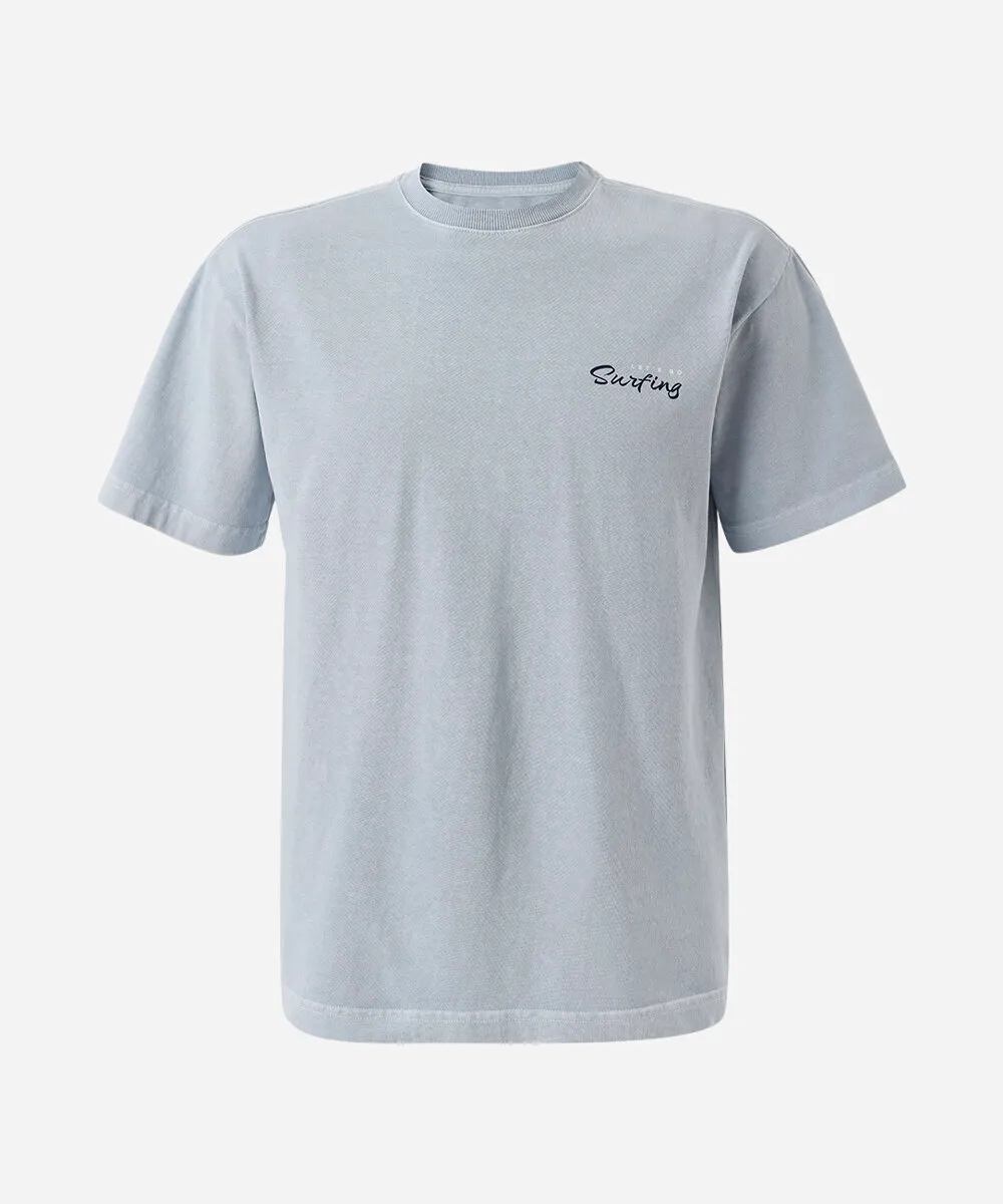 camiseta juvenil de algodão mangas curtas azul