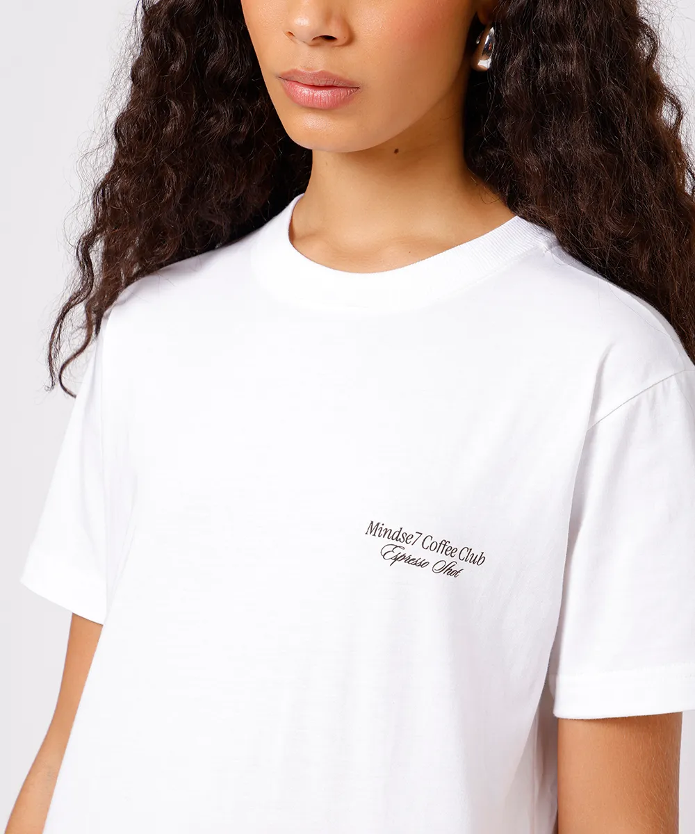 camiseta feminina de algodão coffee club mindset off white — foto 4