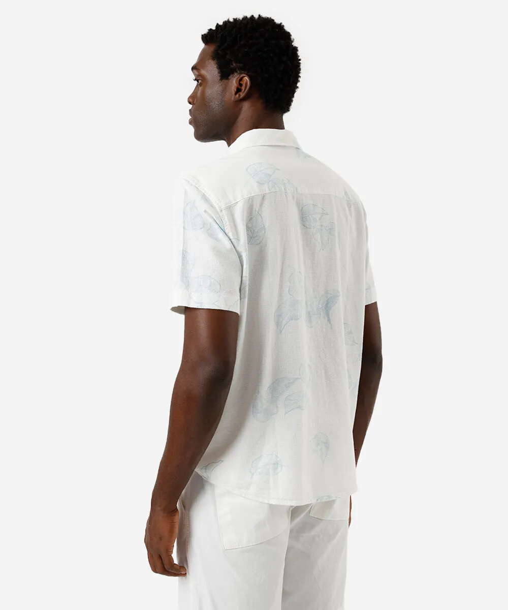 camisa masculina de algodão com bolso folhagens colorida — foto 2