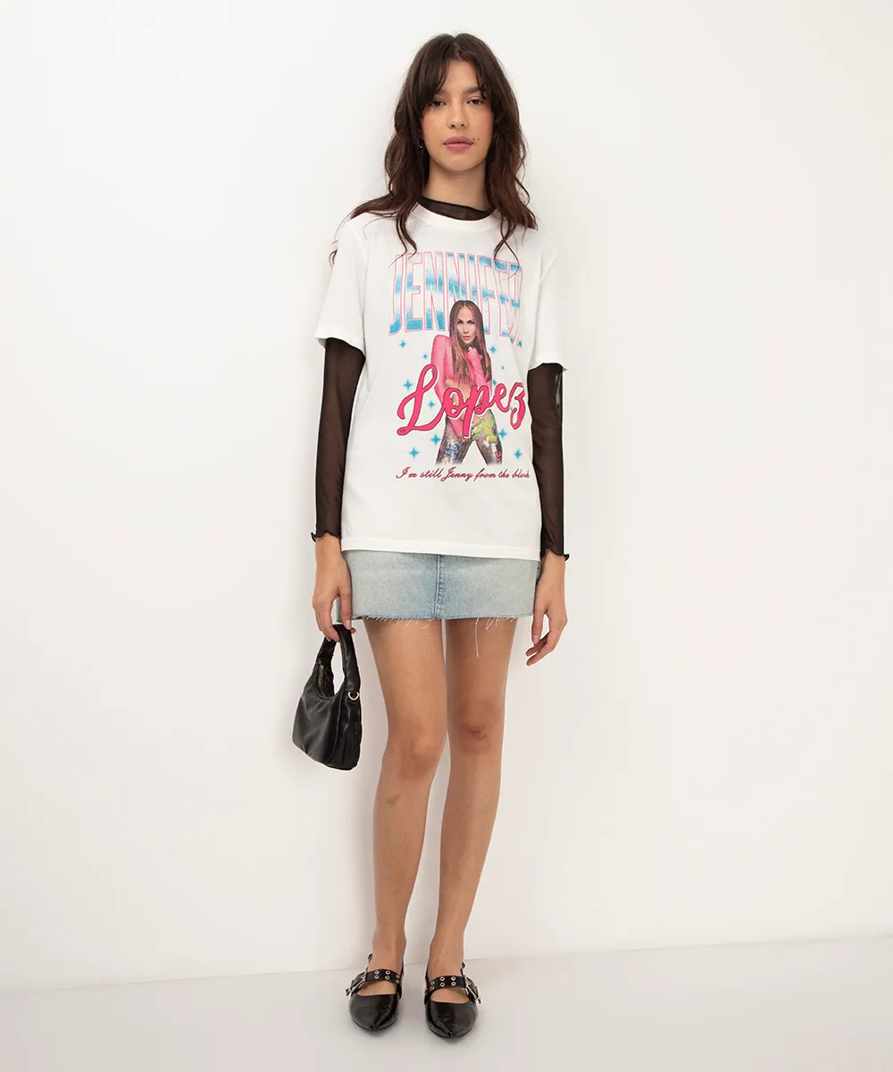 camiseta de algodão jennifer lopez off white — foto 3