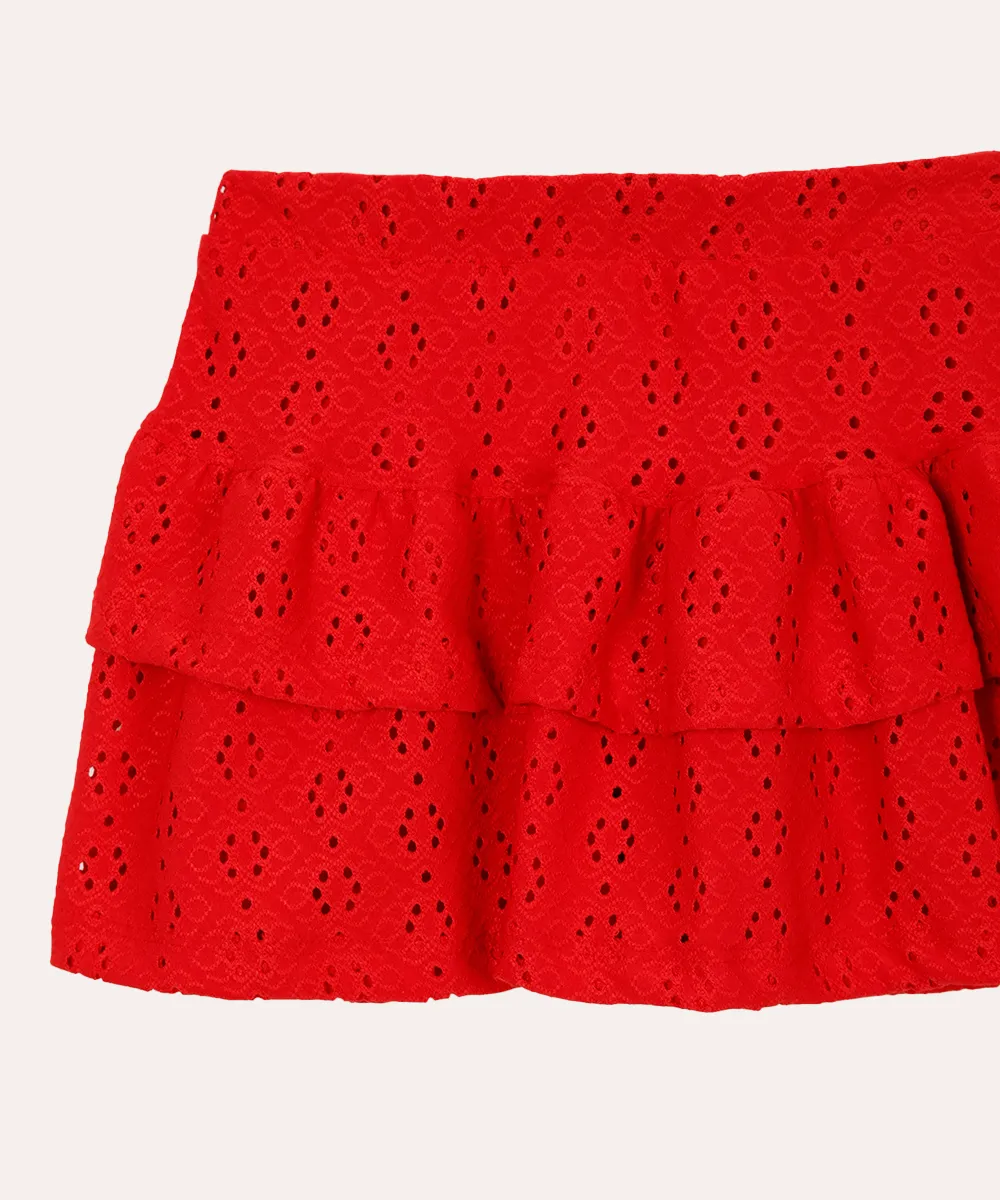 short saia de laise infantil vermelho — foto 3