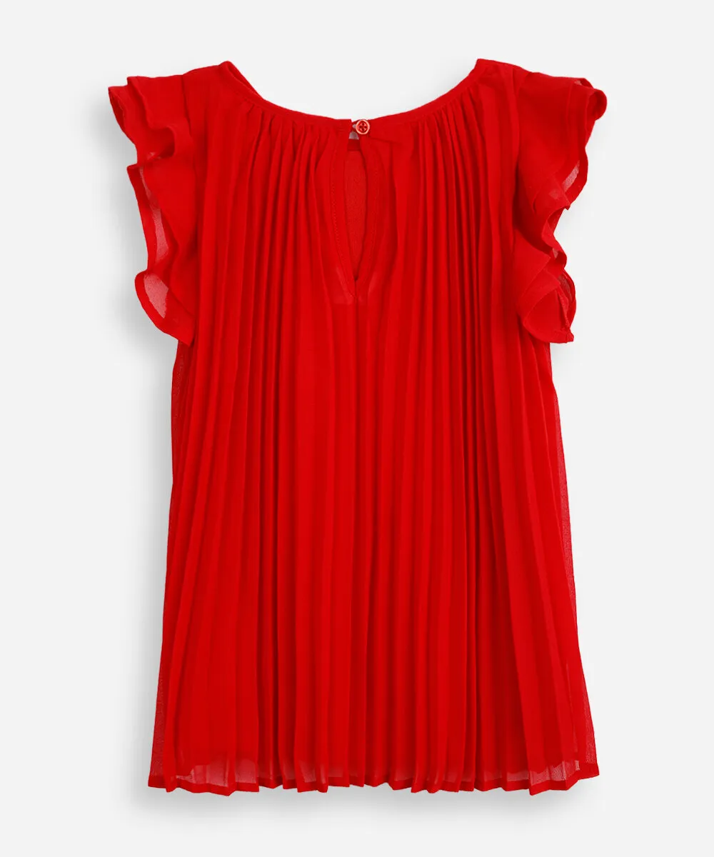 vestido plissado infantil babado vermelho — foto 2