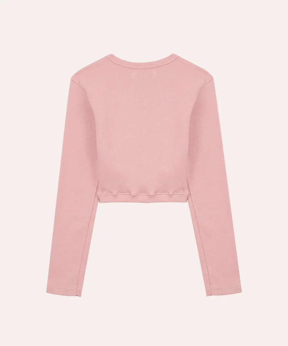 blusa juvenil canelada manga longa rosa — foto 3