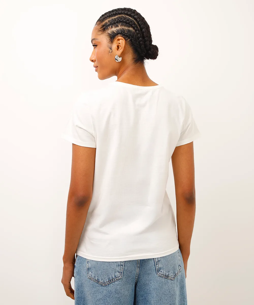 camiseta de algodão stitch off white — foto 4
