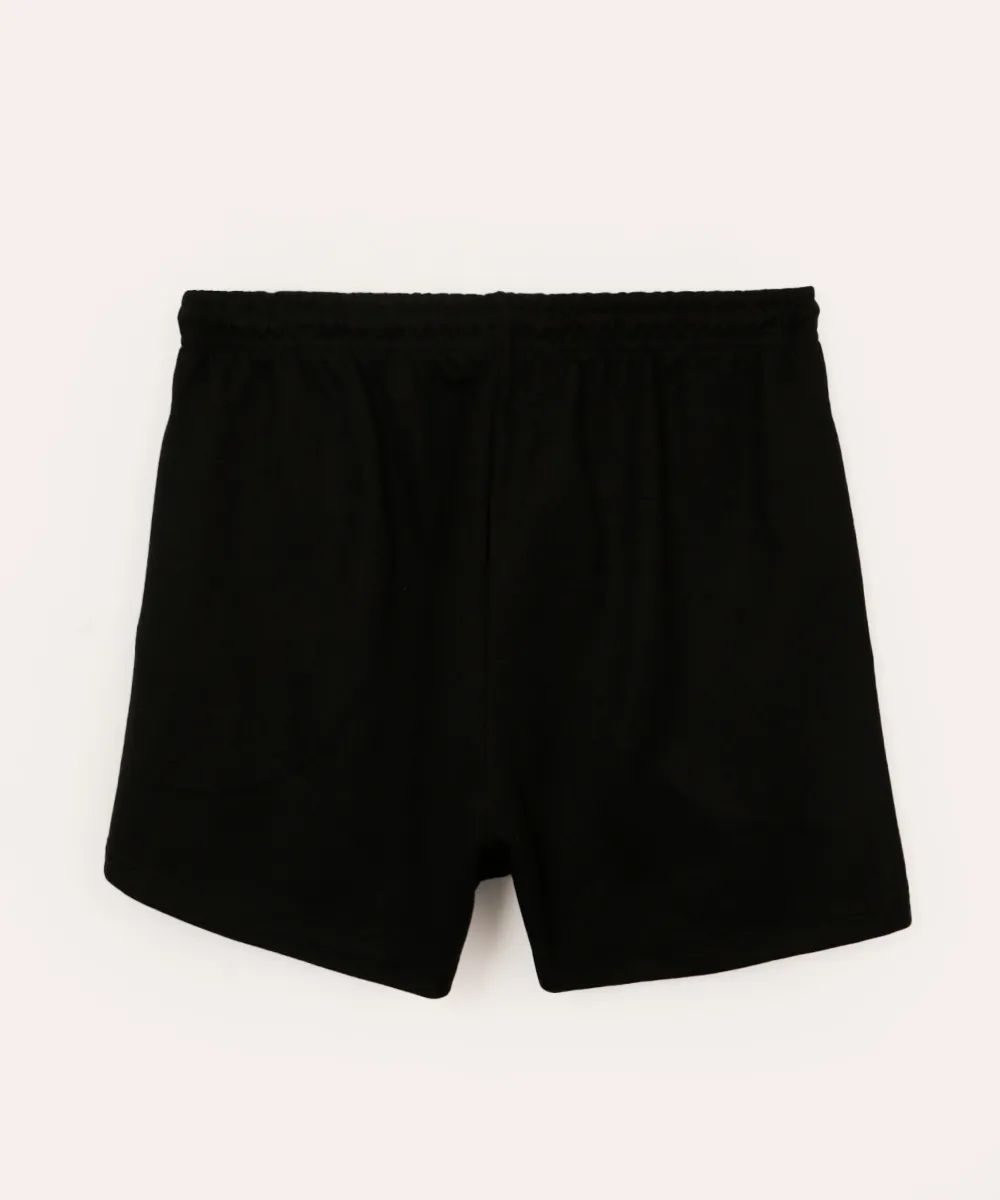 short de moletom juvenil cós com elástico e bolsos preto — foto 2