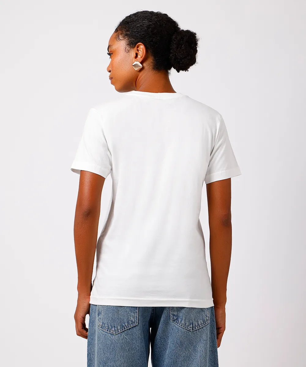 camiseta feminina de algodão lets eat cake mindset off white — foto 4
