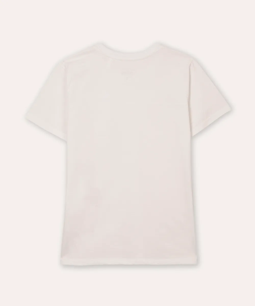 camiseta de algodão infantil com bolso texturizada off white — foto 3