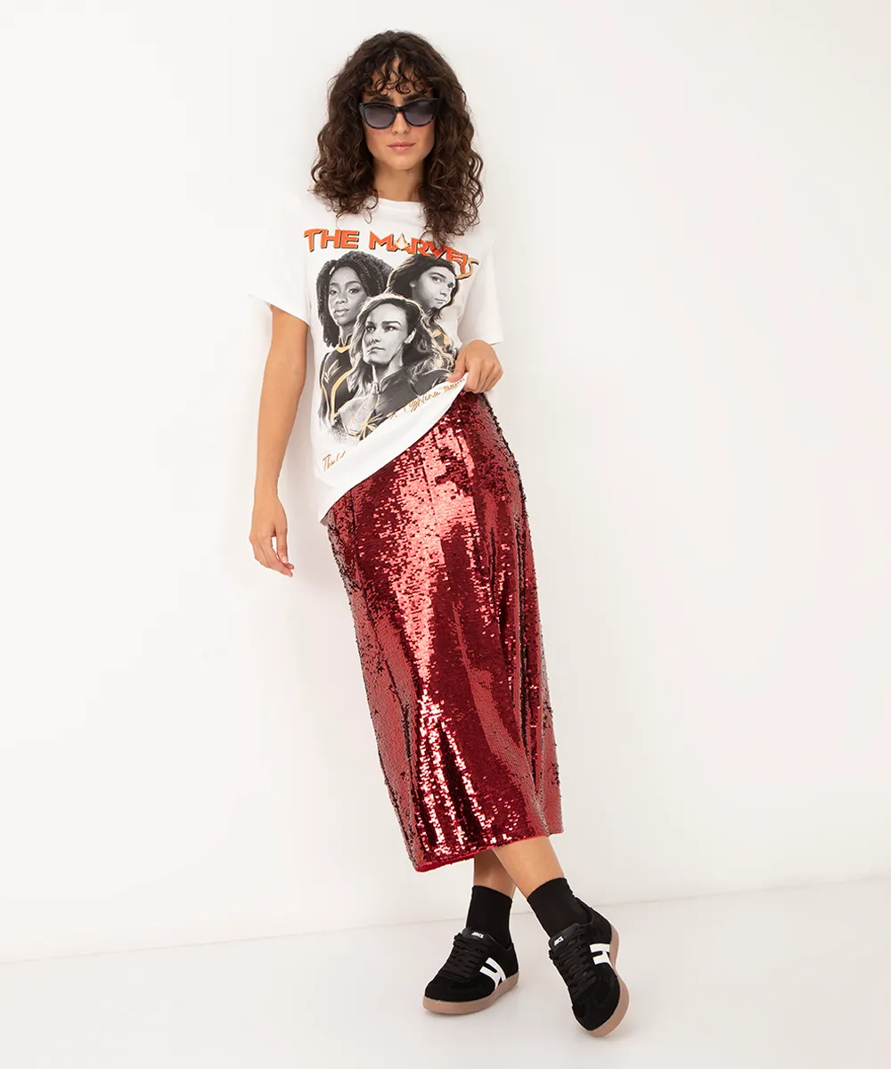 camiseta de algodão the marvels manga curta off white — foto 3
