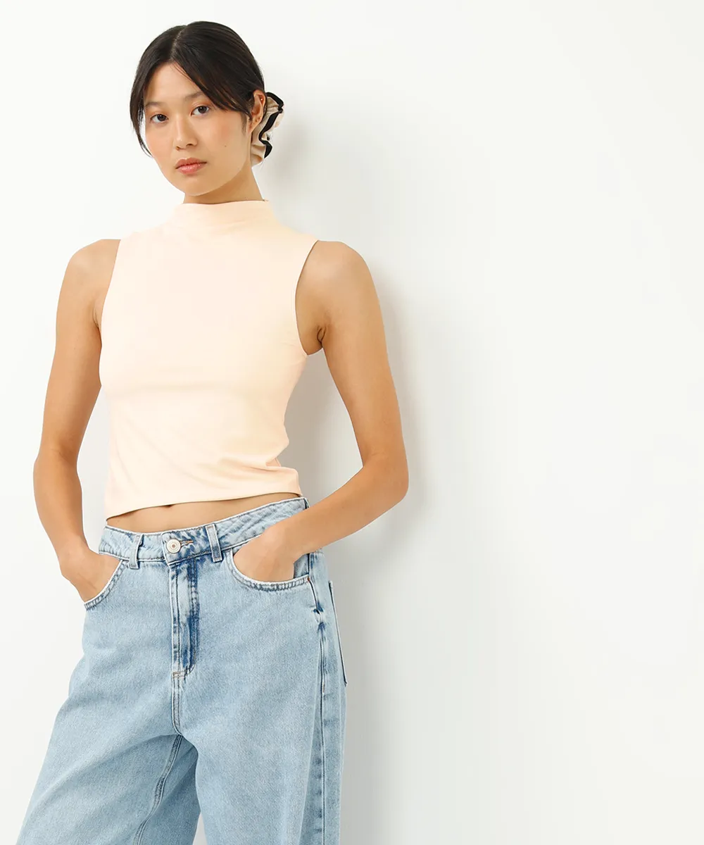 cropped long de poliamida cavado - cru