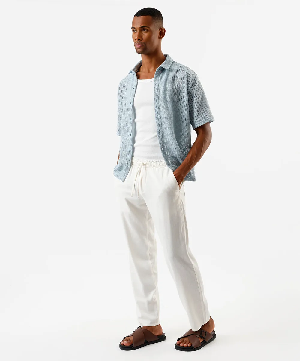camisa box masculina de tricot texturizada azul — foto 3