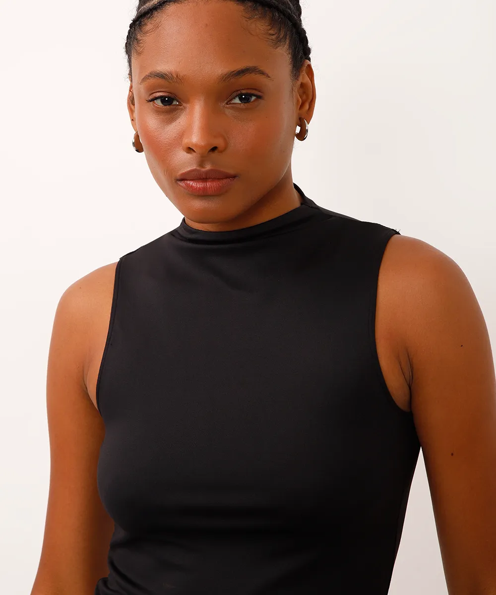 cropped long de poliamida cavado - preto — foto 4