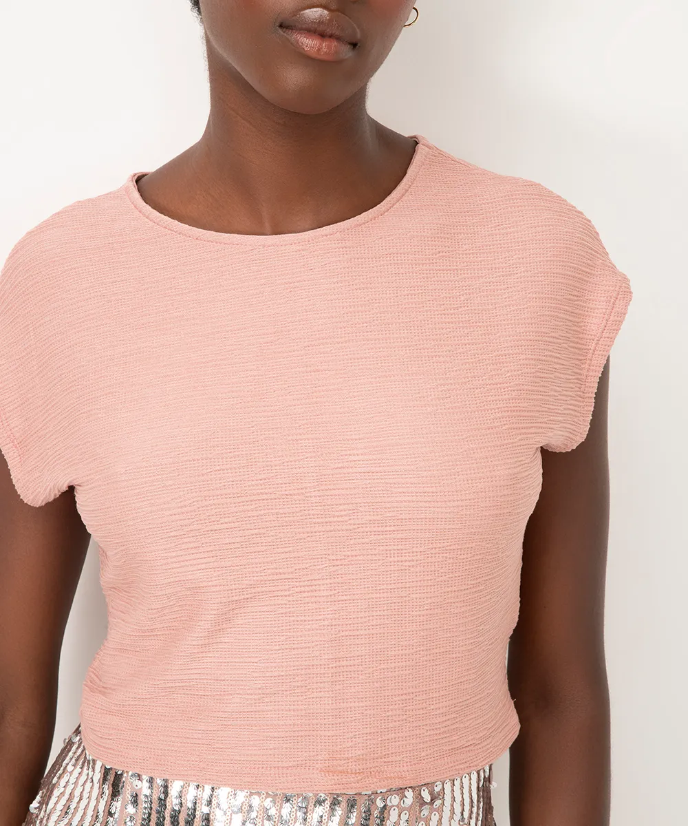 cropped de viscose texturizada rosa velho — foto 4