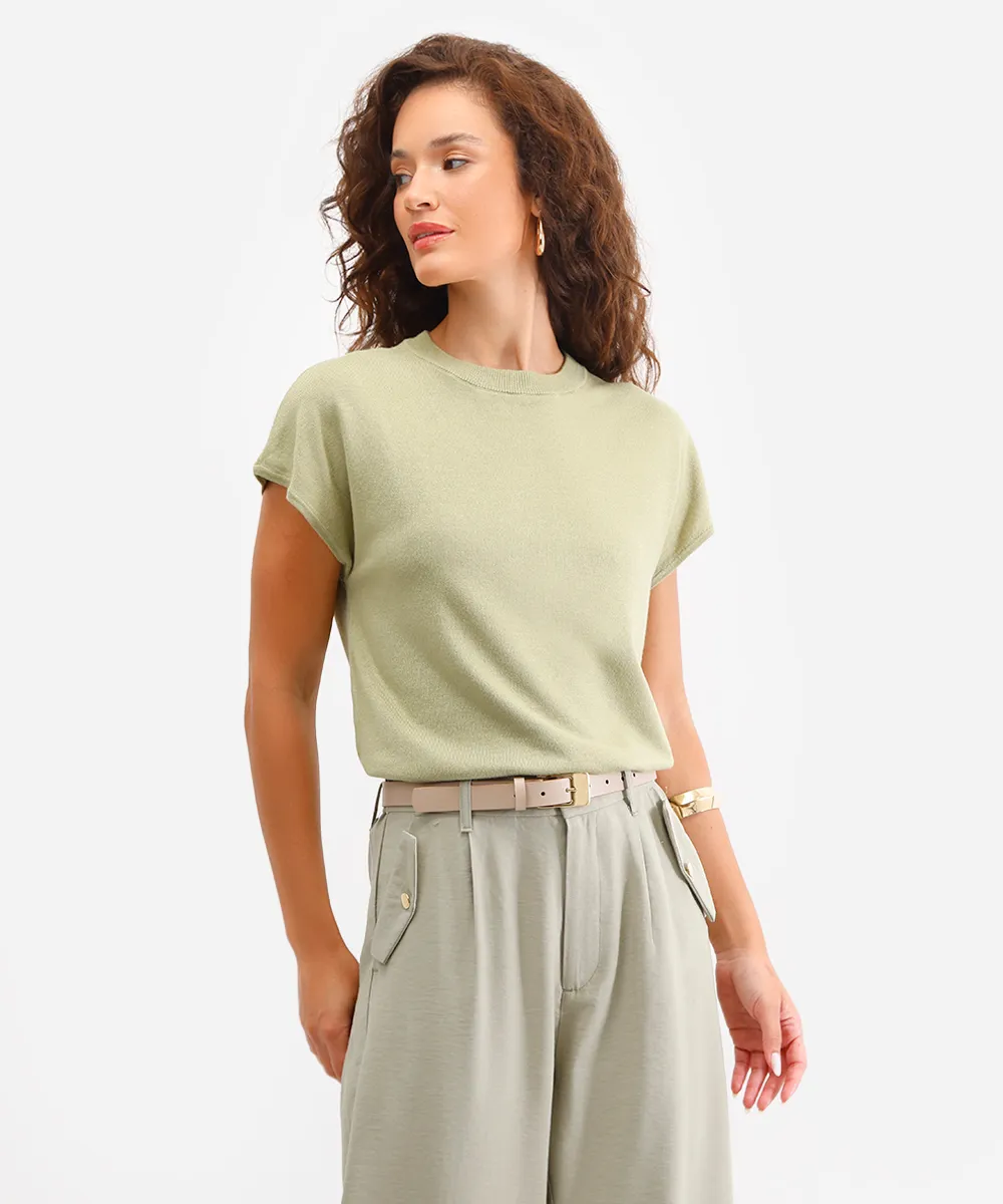 blusa muscle tee feminina de tricot verde — foto 4