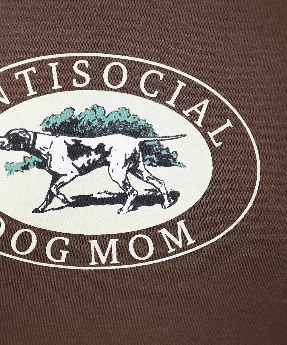 camiseta feminina de algodão antisocial dog mom mindset marrom — foto 5