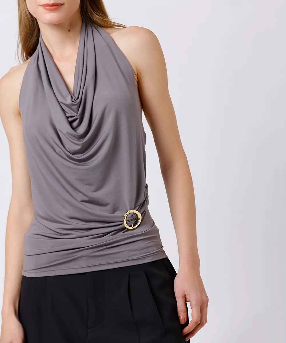 blusa frente única feminina franzida mindset cinza — foto 4