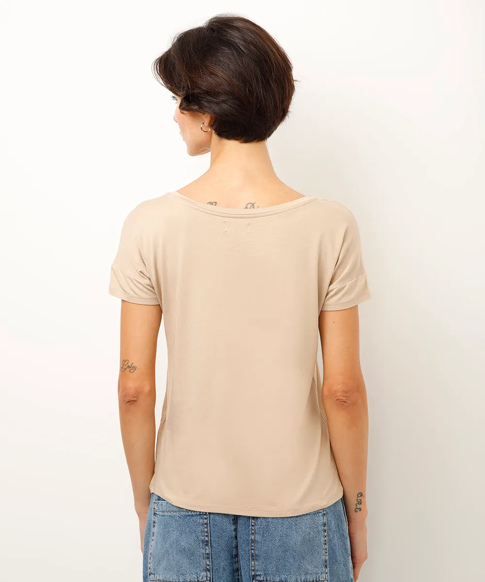 blusa de viscose folhagem com paetê bege — foto 4