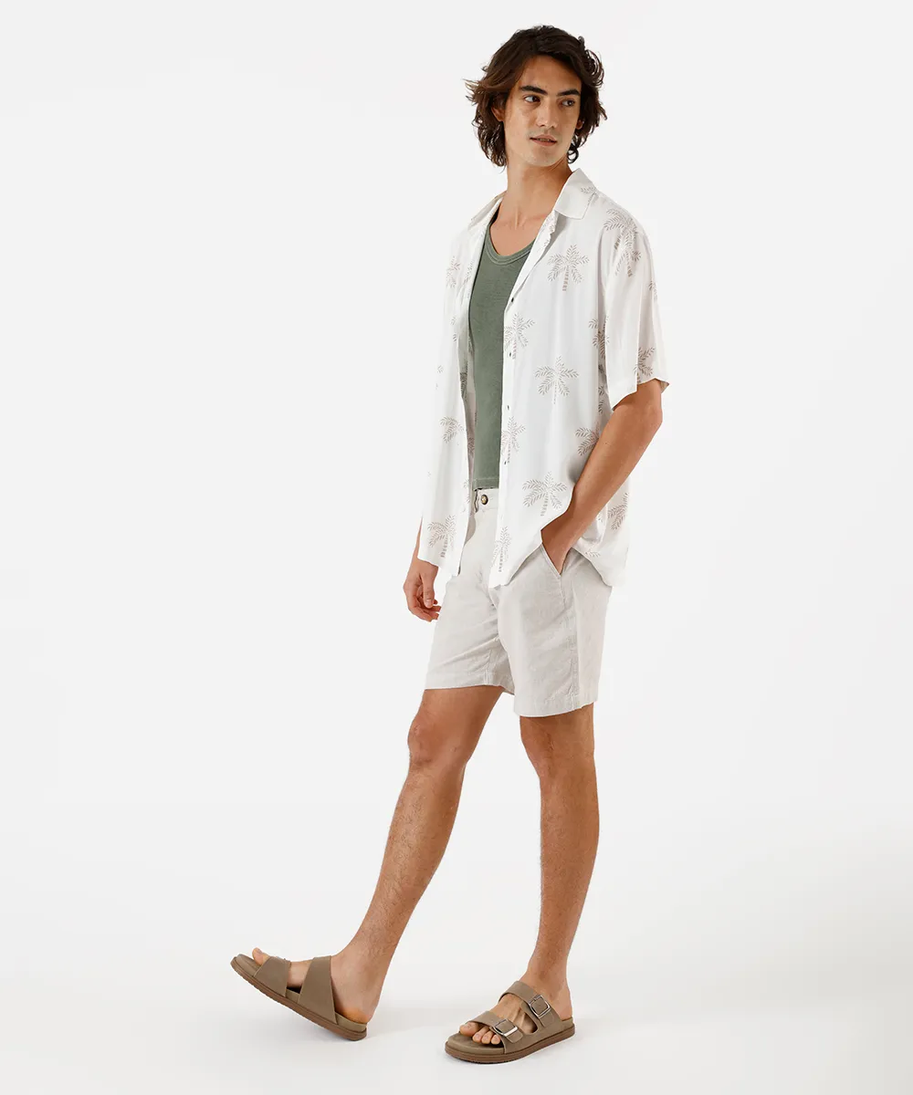 camisa masculina de viscose folhagens off white — foto 3