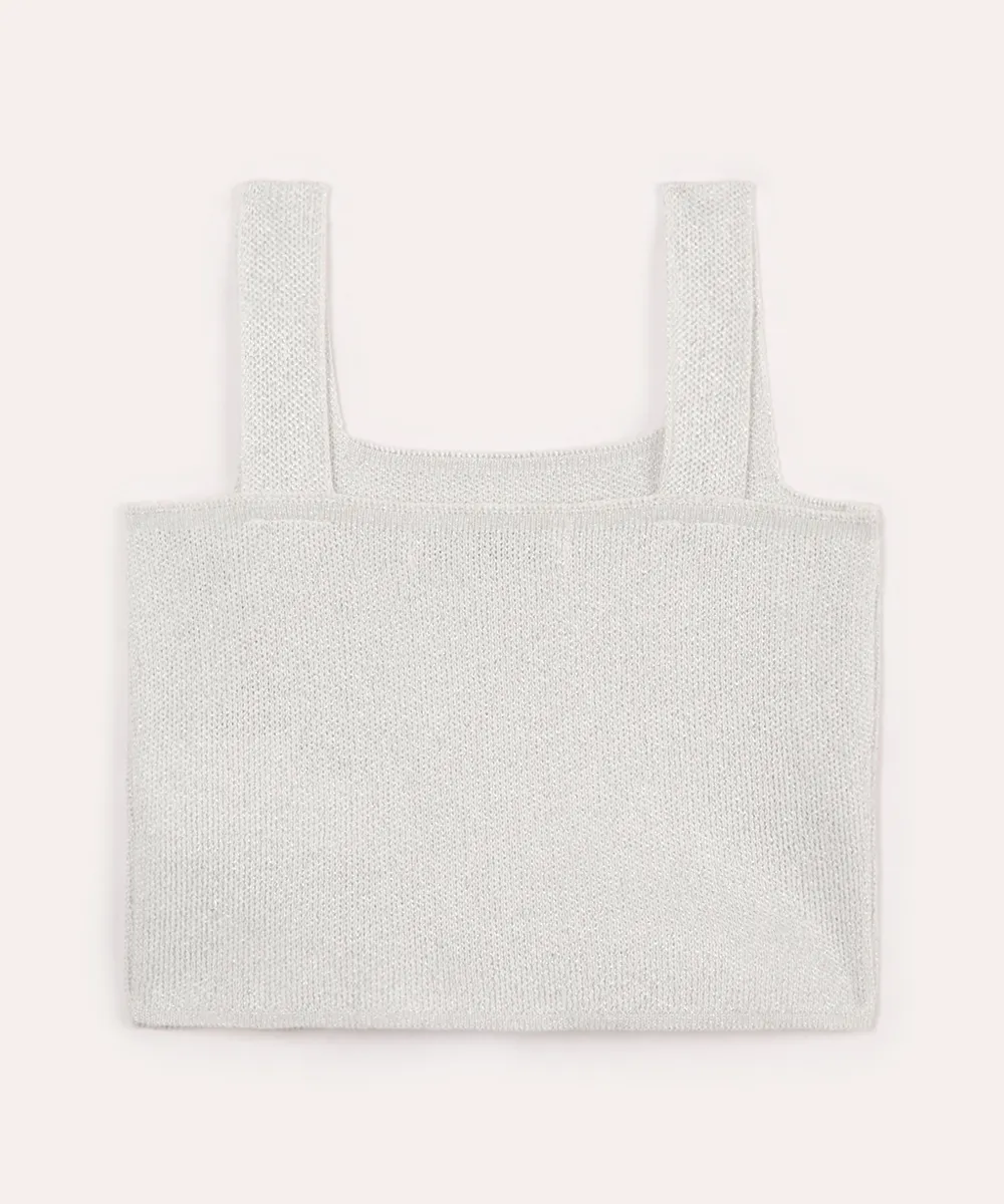 cropped de tricot infantil com lurex prateada — foto 2