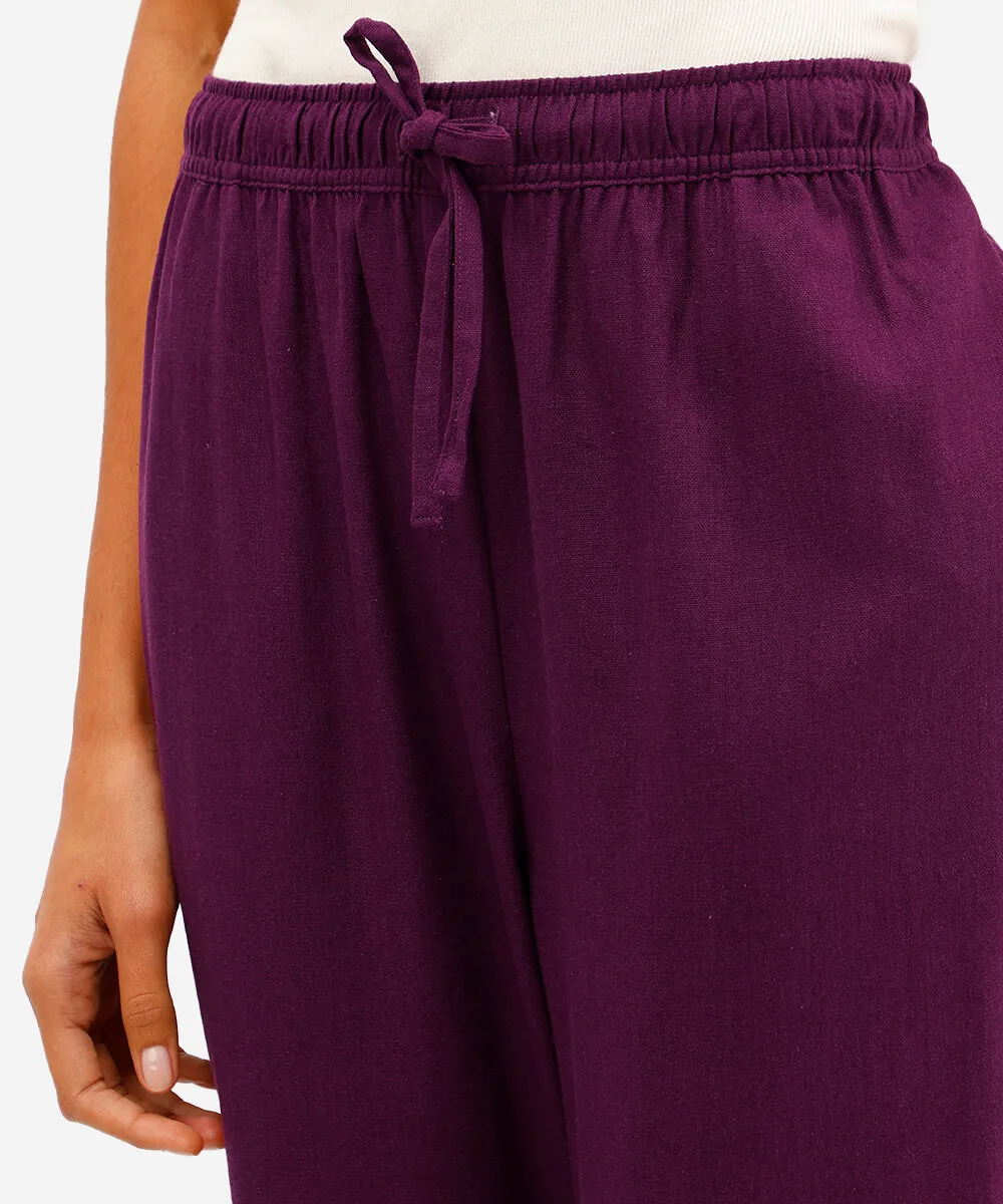 calça jogger feminina com linho roxo — foto 4