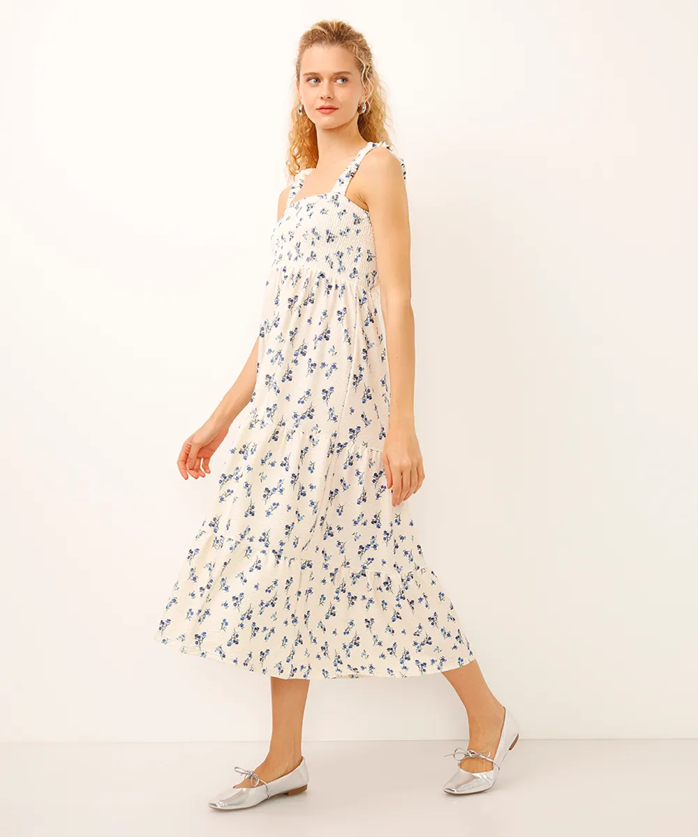 vestido midi alça fina floral off white — foto 4