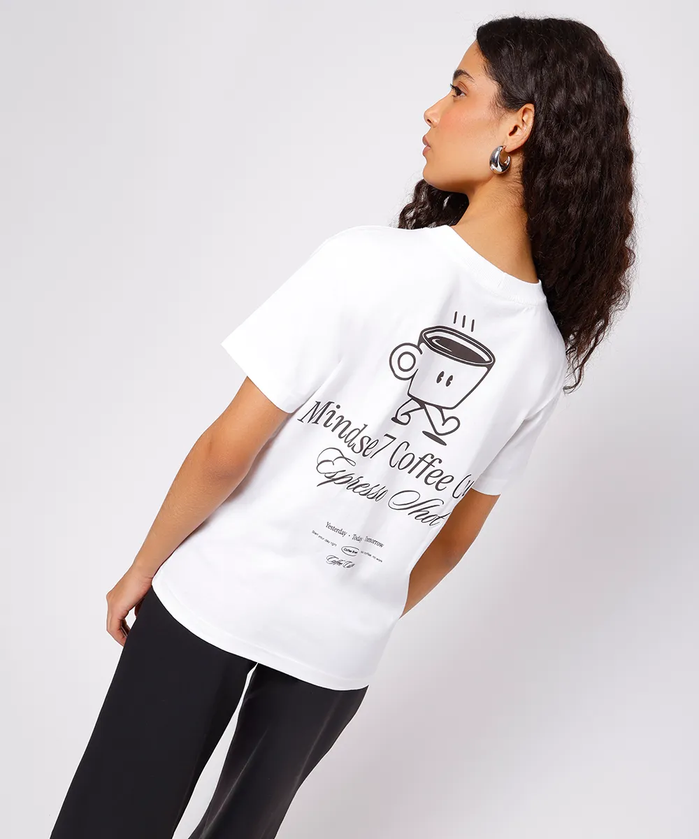 camiseta feminina de algodão coffee club mindset off white — foto 5