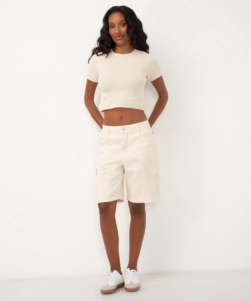 cropped de tricot trançado bege — foto 3