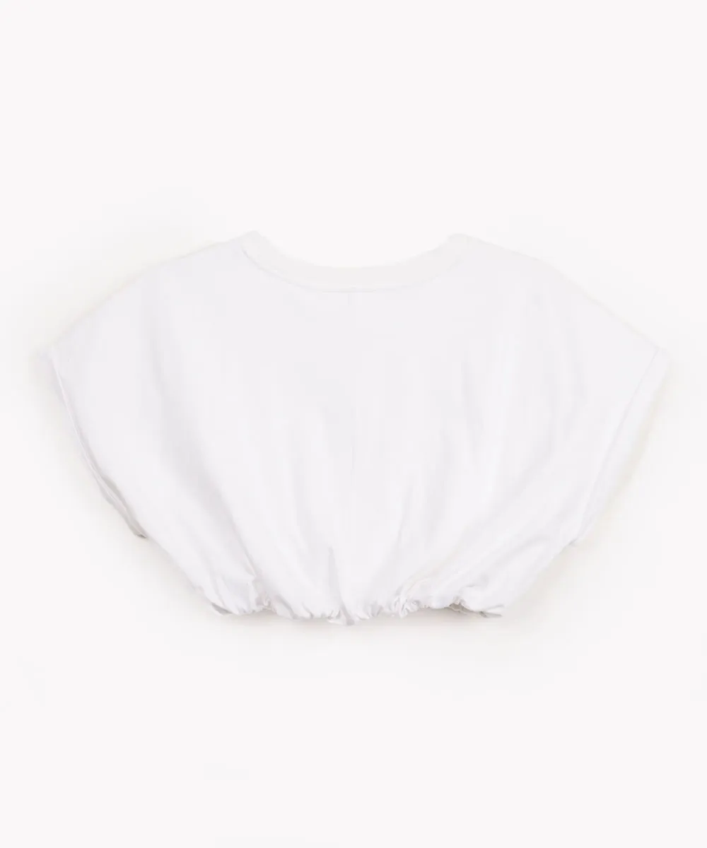 cropped de algodão juvenil balonê manga curta off white — foto 3