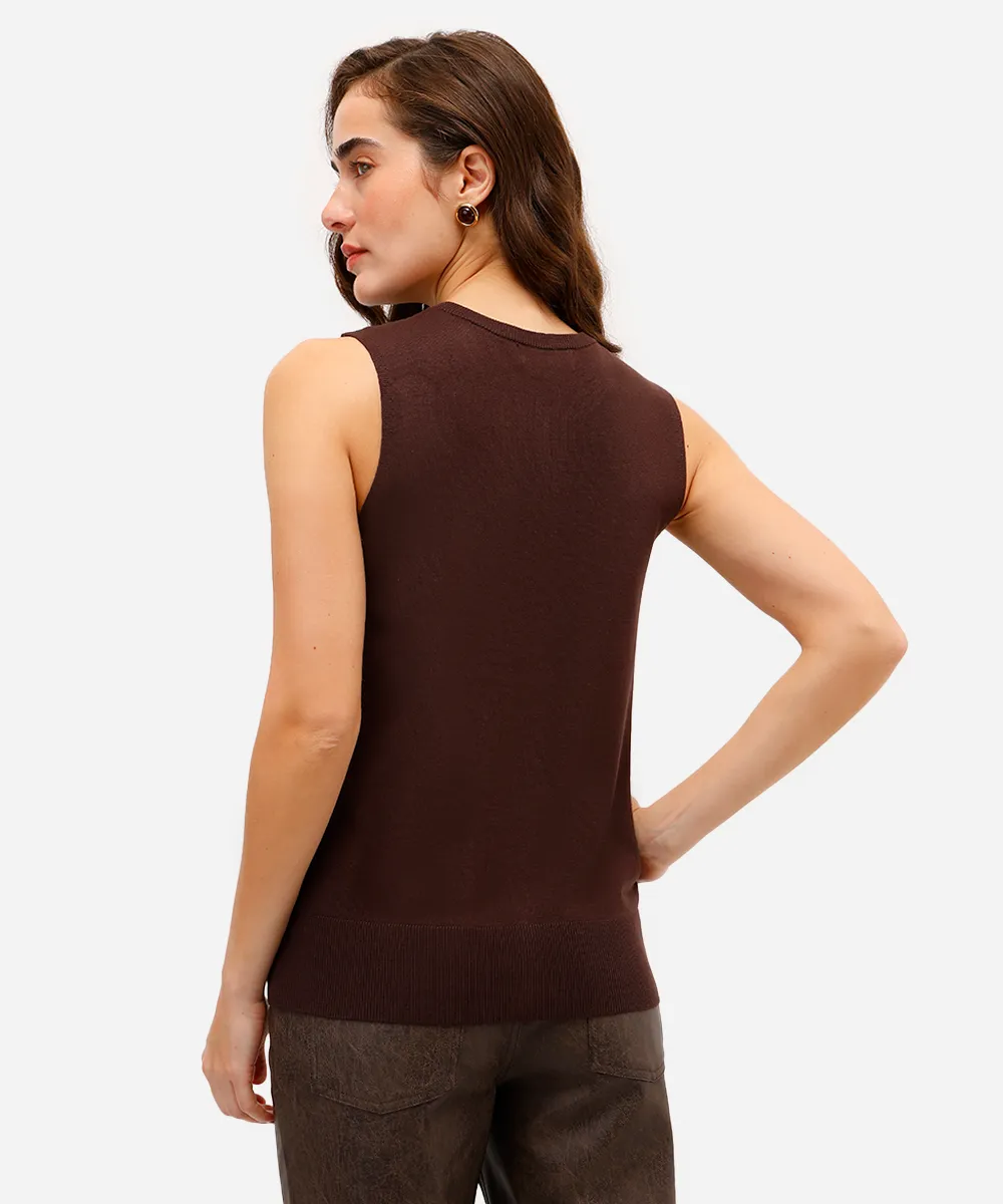 blusa feminina de tricot com botões marrom — foto 2