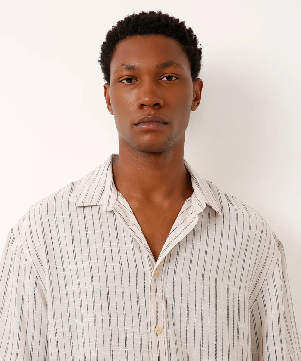 camisa de algodão listrada off white — foto 4
