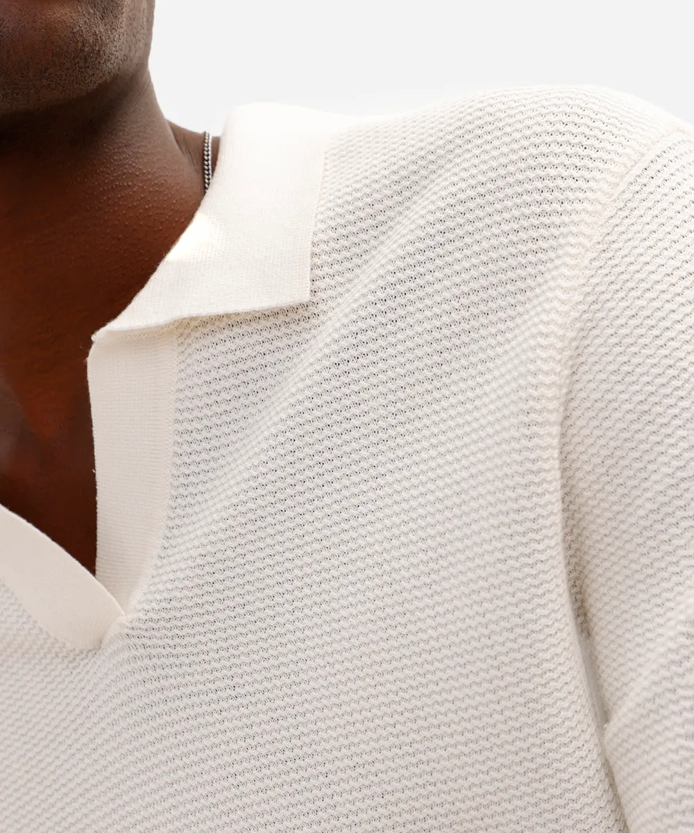 polo masculina de tricot manga longa off white — foto 6