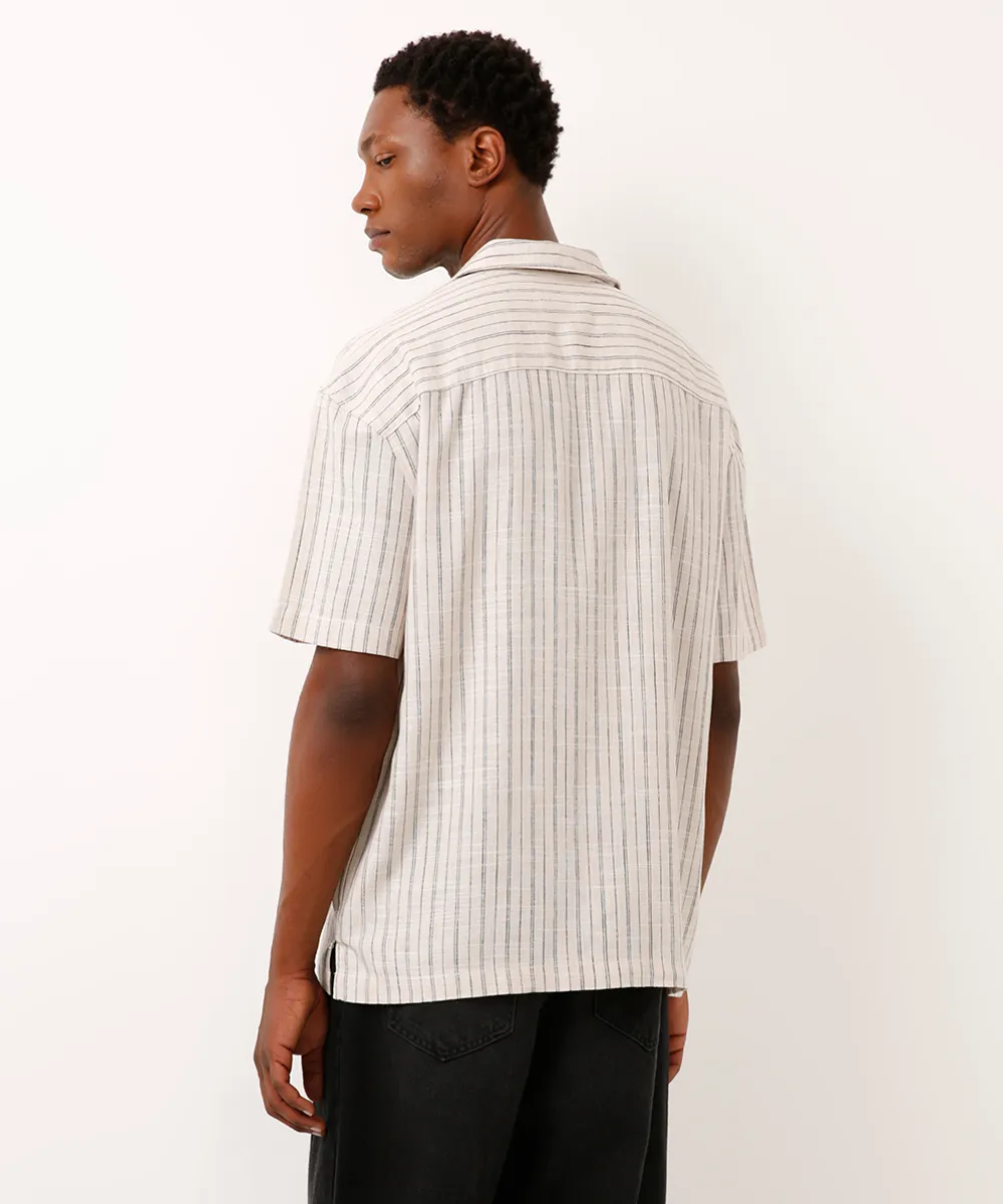 camisa de algodão listrada off white — foto 2