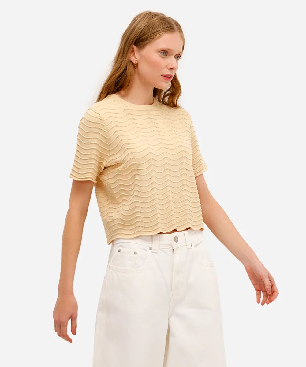 blusa de tricot texturizada bege — foto 4