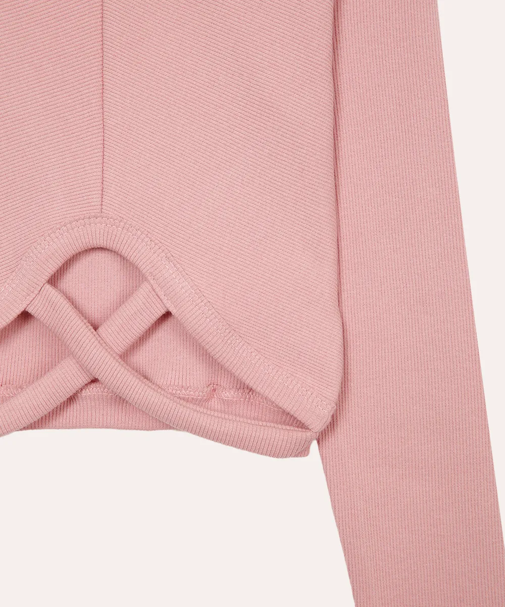 blusa juvenil canelada manga longa rosa — foto 4