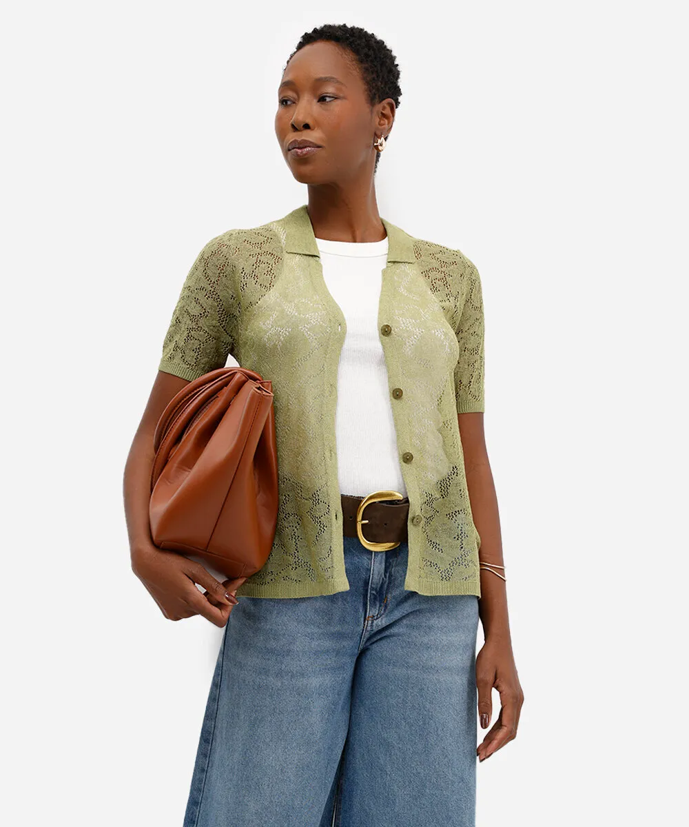 camisa feminina de tricot manga curta verde — foto 5