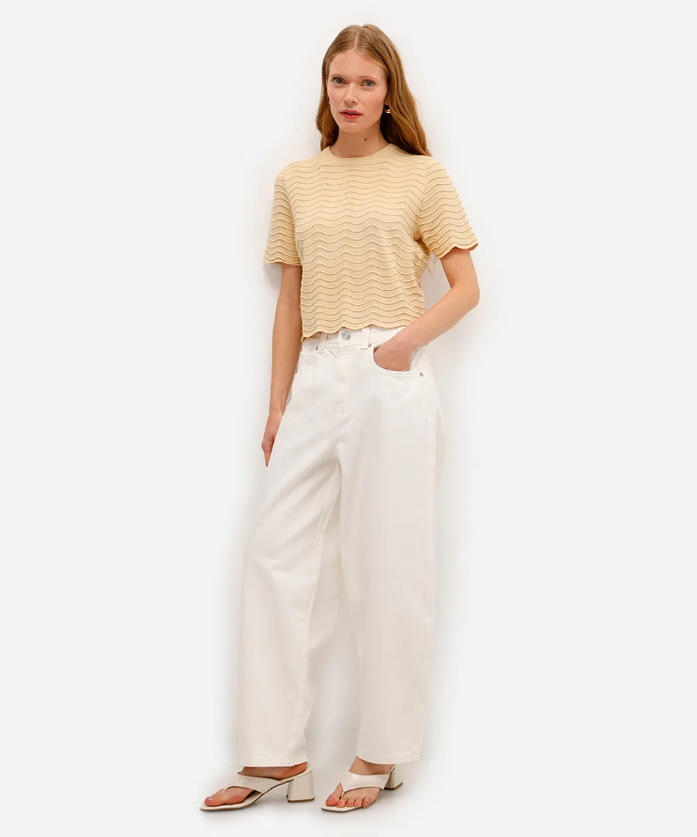 blusa de tricot texturizada bege — foto 3