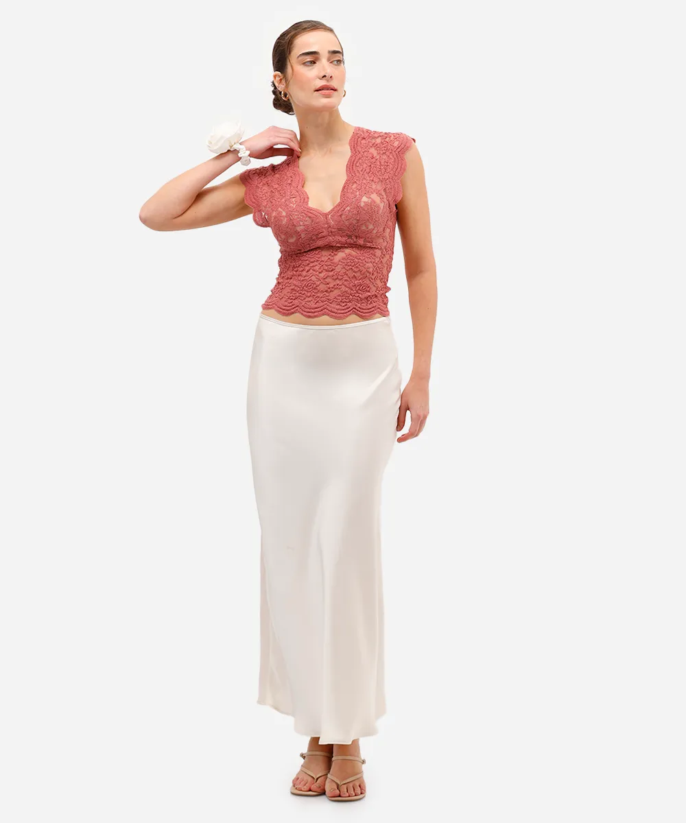 blusa feminina rendada decote v rosa — foto 4
