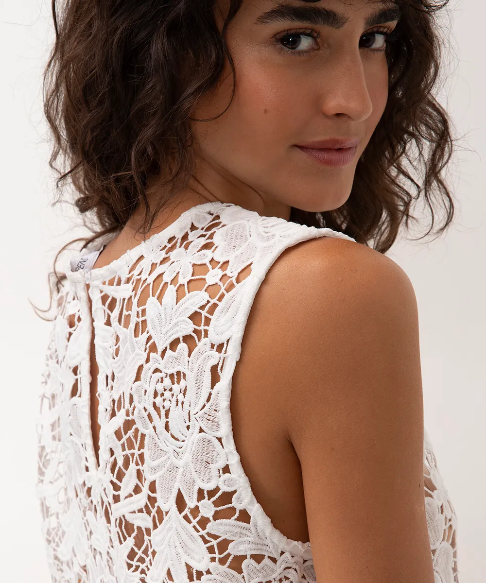 blusa cropped rendada off white — foto 4