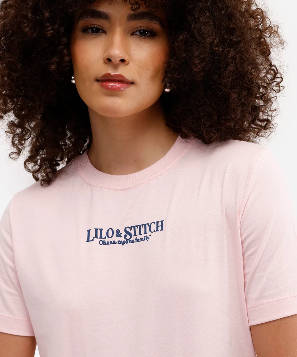 camiseta feminina de algodão stitch rosa — foto 4