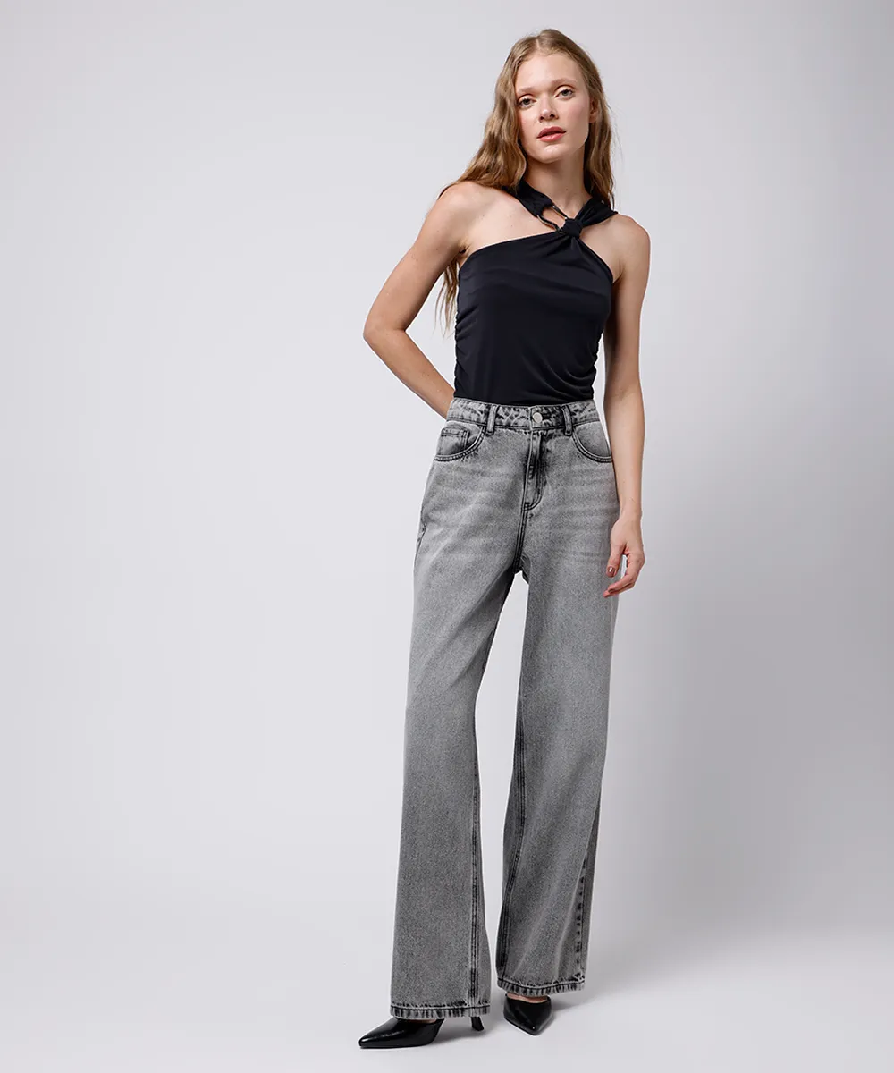 blusa halterneck feminina franzida mindset preta — foto 3