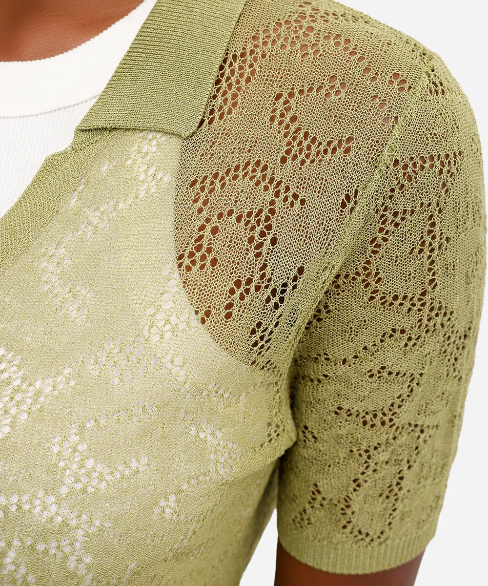 camisa feminina de tricot manga curta verde — foto 4
