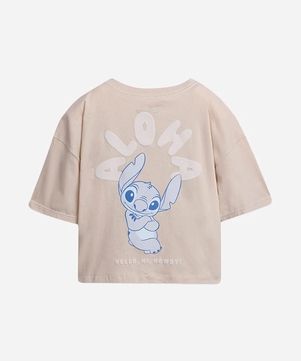 camiseta cropped infantil aloha stitch bege — foto 2