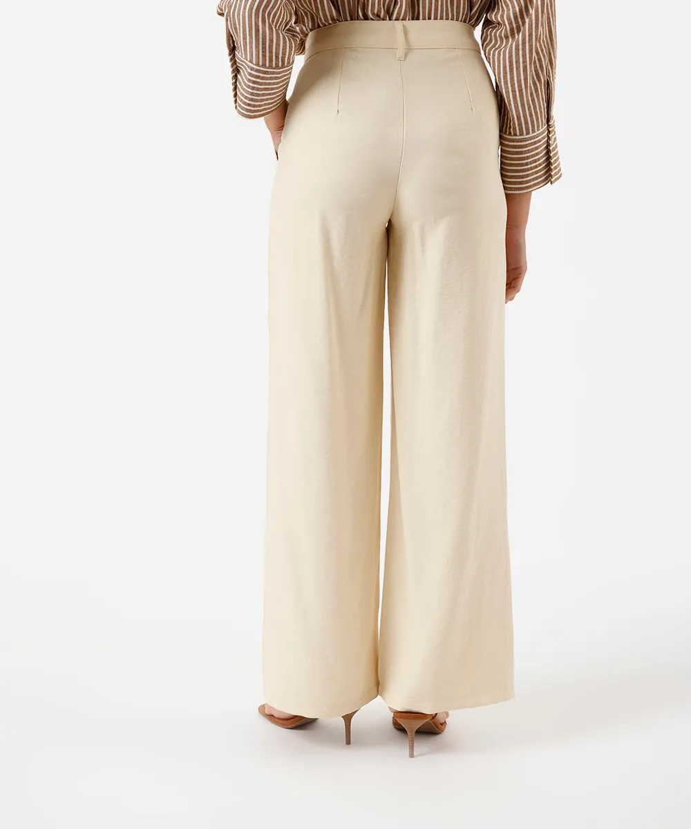 calça de alfaiataria feminina com viscose amarela — foto 3