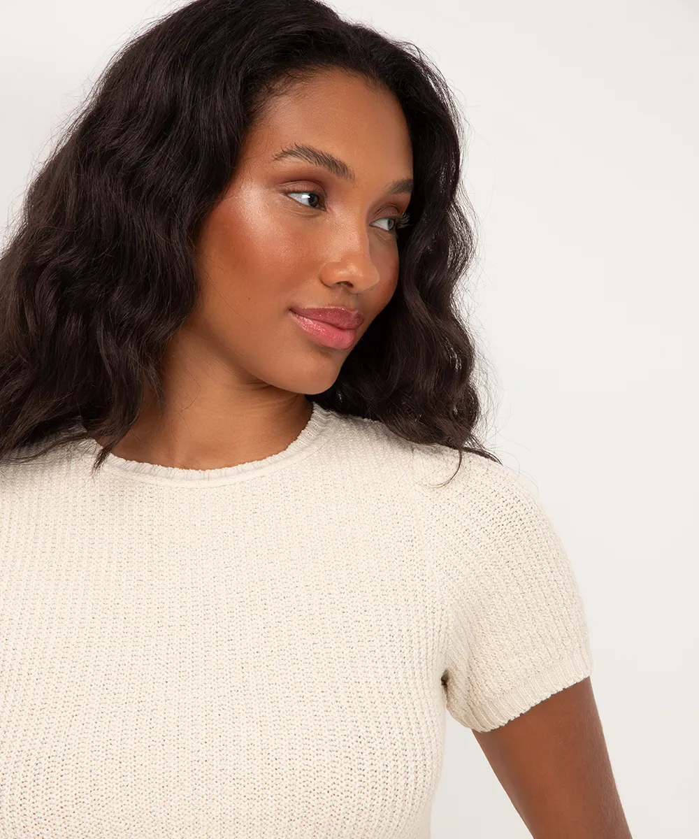 cropped de tricot trançado bege — foto 4