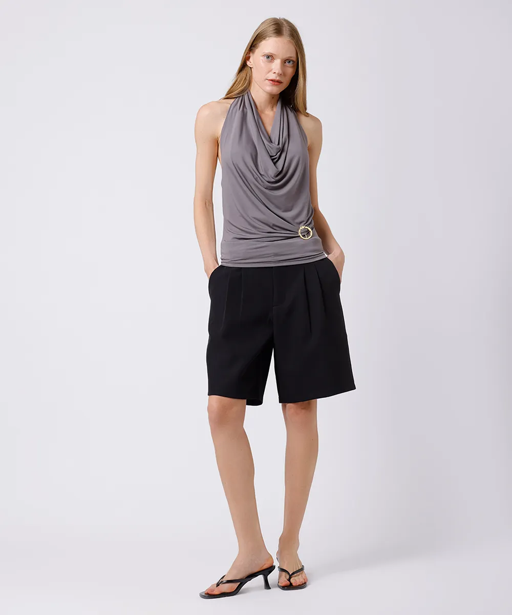 blusa frente única feminina franzida mindset cinza — foto 3