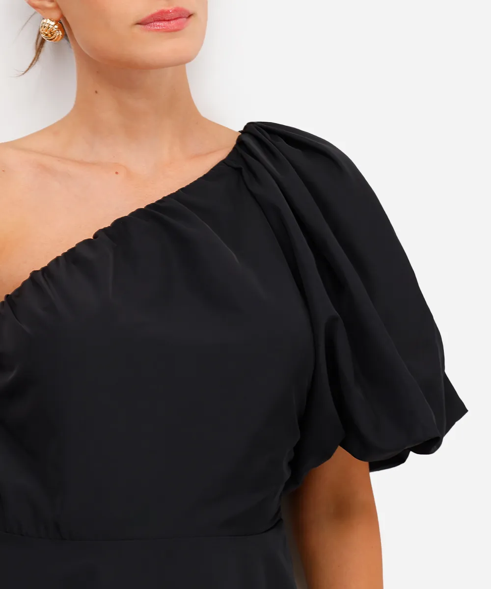 vestido curto balonê feminino manga bufante preto — foto 4