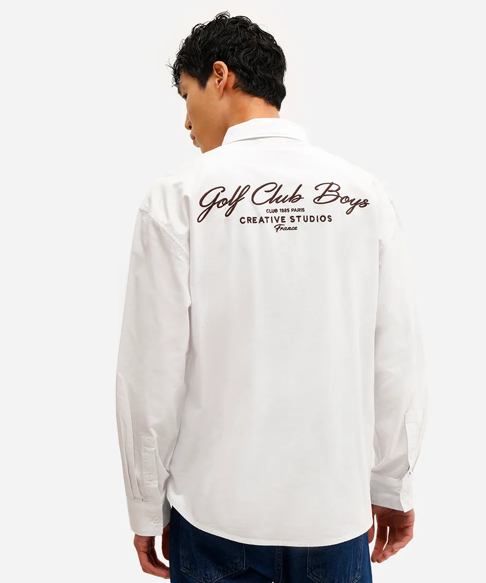 camisa oversized masculina de algodão com bordado off white — foto 4