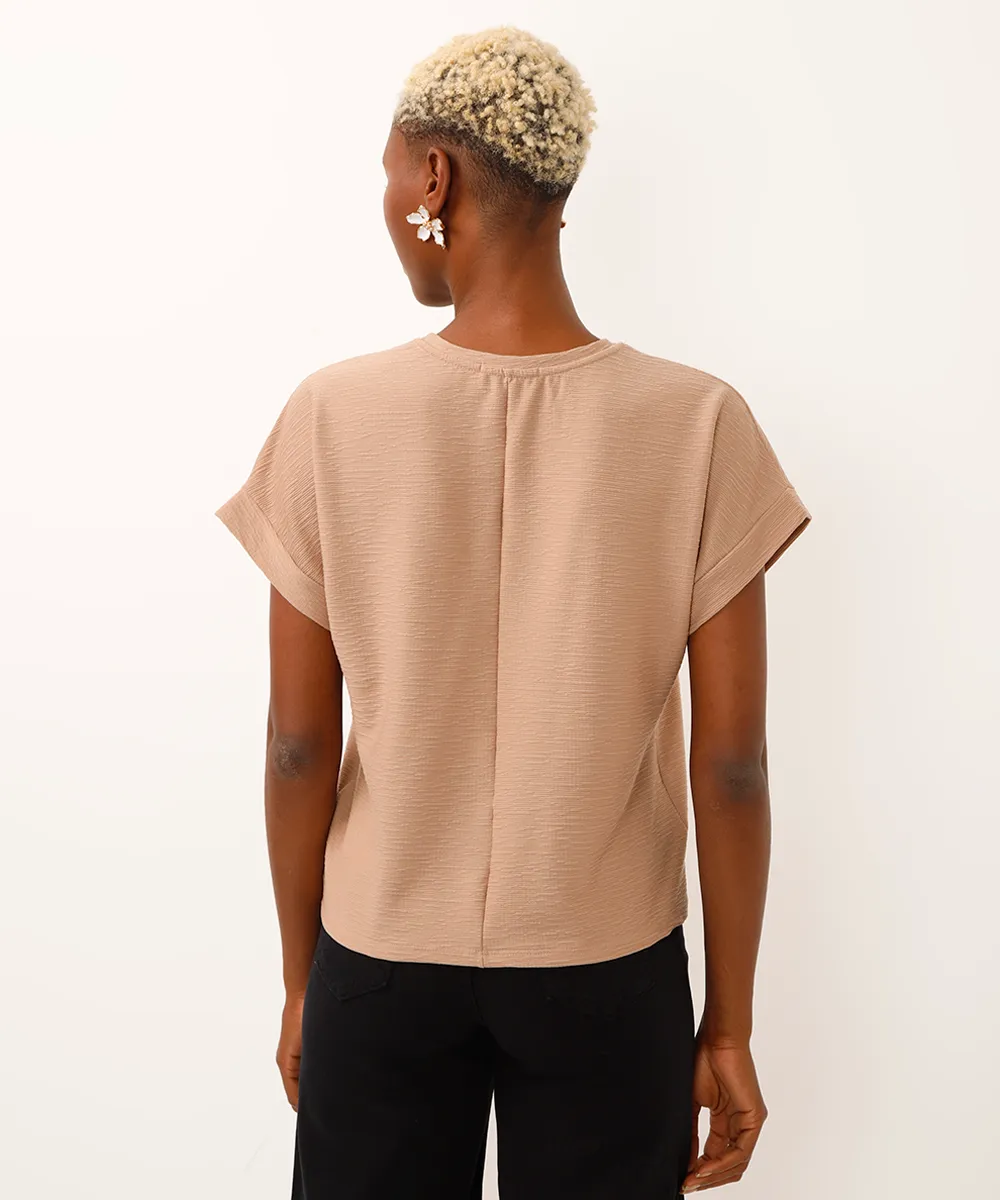 camiseta manga japonesa texturizada bege — foto 2