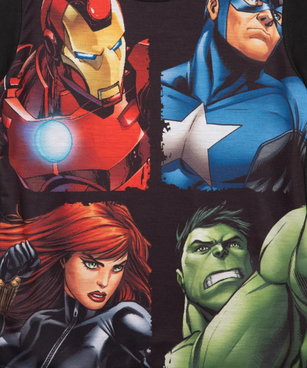 camiseta infantil manga curta os vingadores preta — foto 2