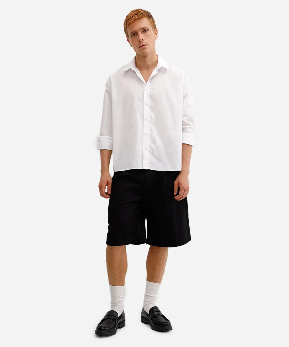 camisa oversized masculina de algodão manga longa off white — foto 3